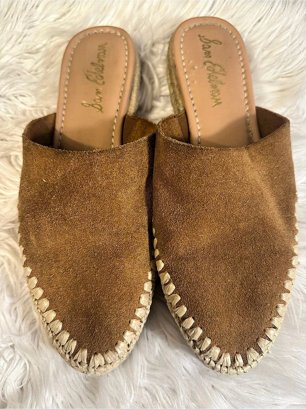 Sam Edelman Suede Espadrille Slide Sandals Brown Size 7